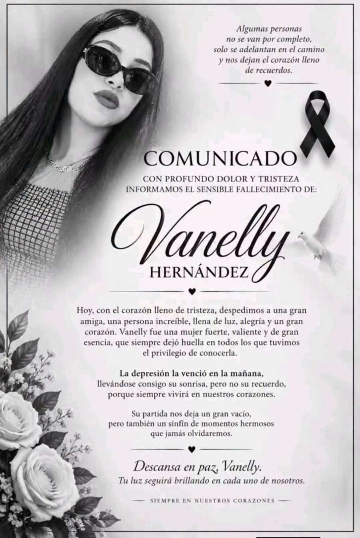 Comunicado de presunta muerte de tandera en Nuevo León