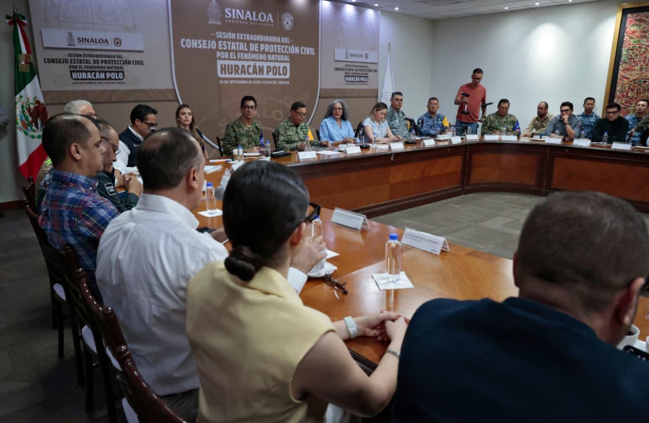 Consejo Estatal de Protección Civil en Sinaloa por el huracán "Polo"