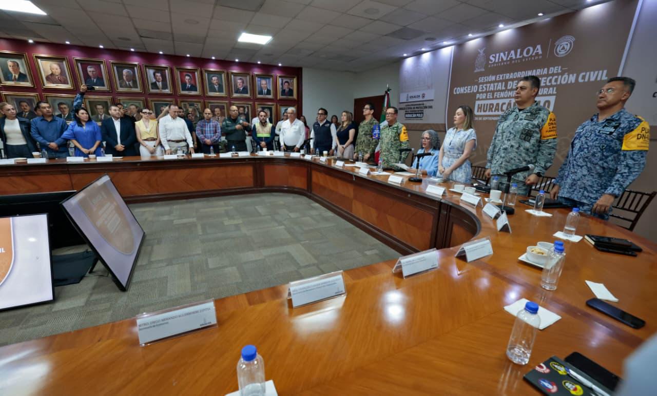 Consejo Estatal de Protección Civil en Sinaloa por el huracán "Polo"