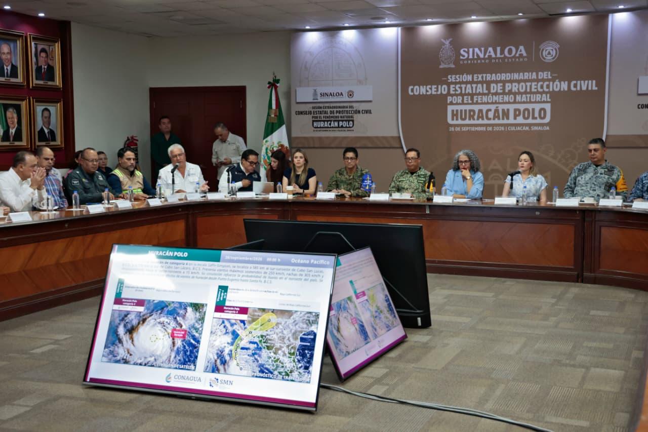 Consejo Estatal de Protección Civil en Sinaloa por el huracán "Polo"