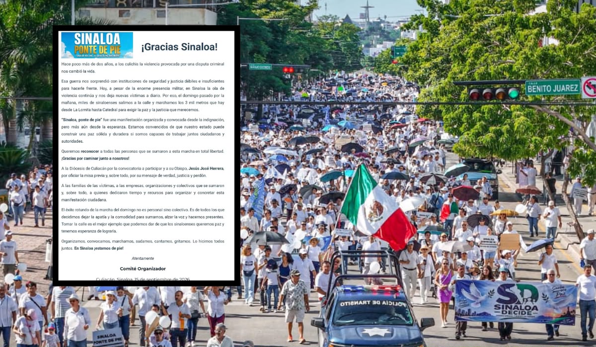 Consejo Sinaloense de Empresarios agradece participación en marcha por la paz en Culiacán