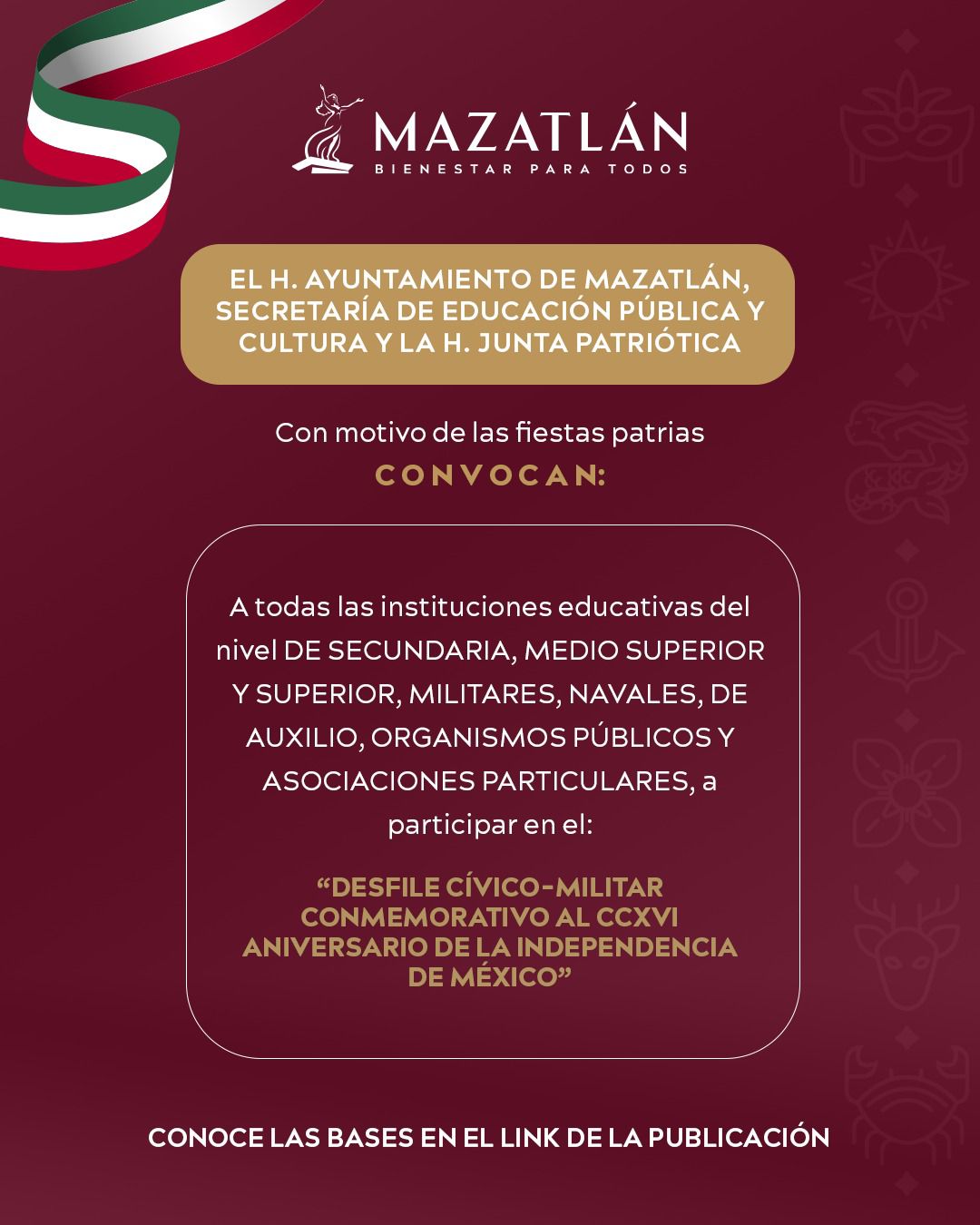 Convocatoria del Desfile Cívico-Militar en Mazatlán