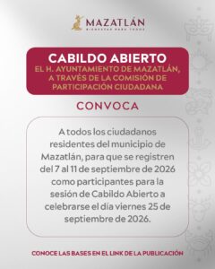 Convocatoria para Cabildo Abierto en Mazatlán