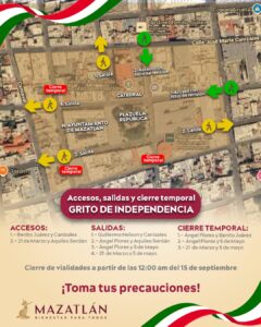 Cierre por festejos patrios