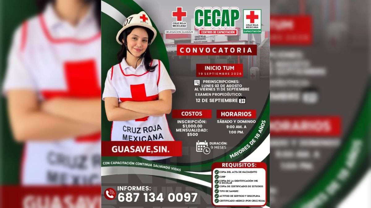 cruz roja guasave invita a jovenes a capacitarse como tecnicos en urgencias medicas