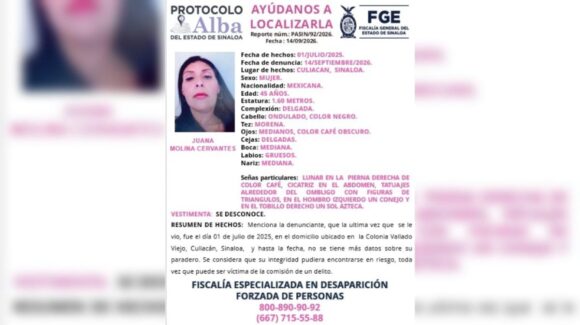 Desaparece Juana Molina hace más de un año en Culiacán, activan ficha de búsqueda