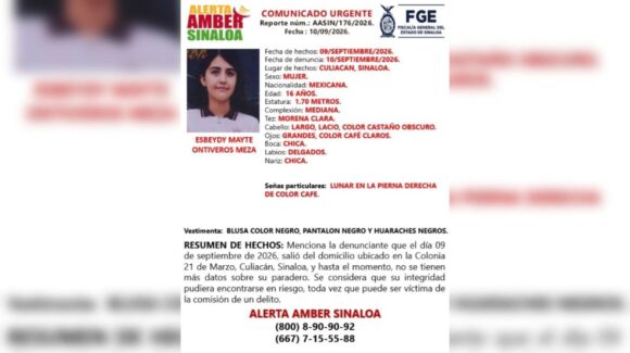 Desaparece menor de 16 años en la 21 de Marzo de Culiacán, Sinaloa