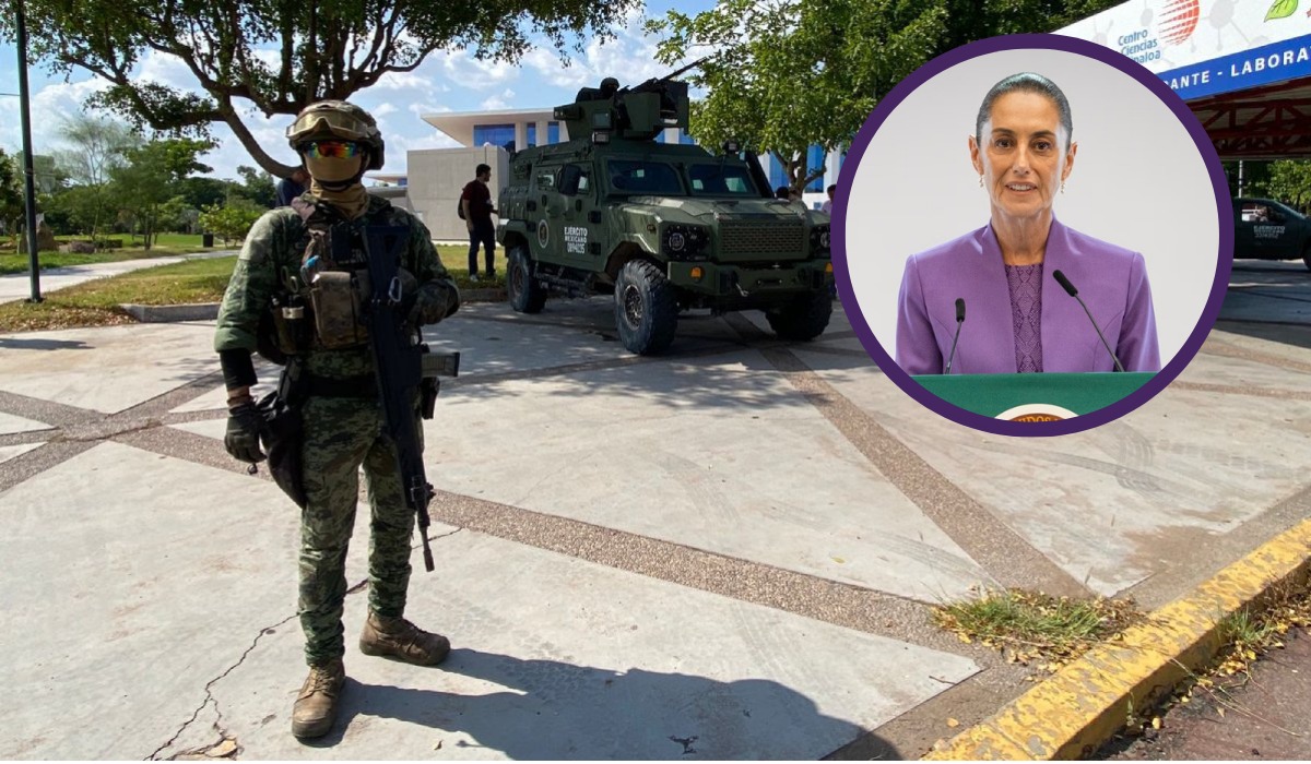 Elementos del Ejército en Culiacán y Claudia Sheinbaum
