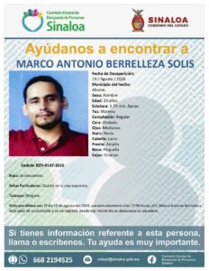Buscan a Marco Antonio en Ahome