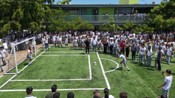 Inauguran cancha de futbol de primer nivel en Cobaes de Villa Juárez, Navolato, Sinaloa
