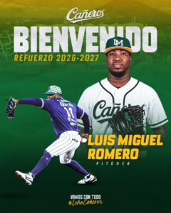 Luis Miguel Romero llega a Cañeros de Los Mochis
