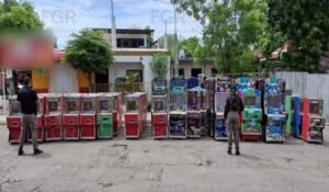 Fueron 77 maquinitas tragamonedas y cartuchos útiles lo asegurado en inmueble de la Rafael Buelna, en Culiacán, Sinaloa