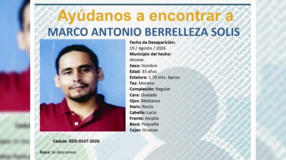 Buscan a Marco Antonio en Ahome, Sinaloa; está desaparecido desde el mes de agosto
