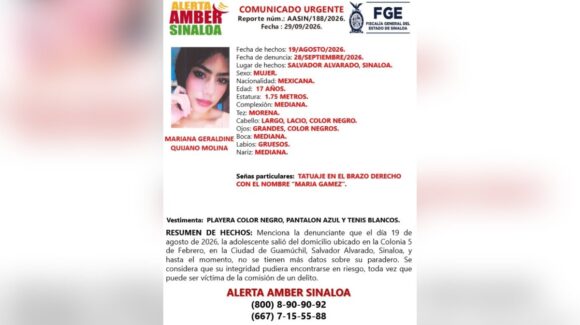¡Ayudemos a encontrarla! Buscan a adolescente de 17 años desaparecida en Guamúchil, Sinaloa