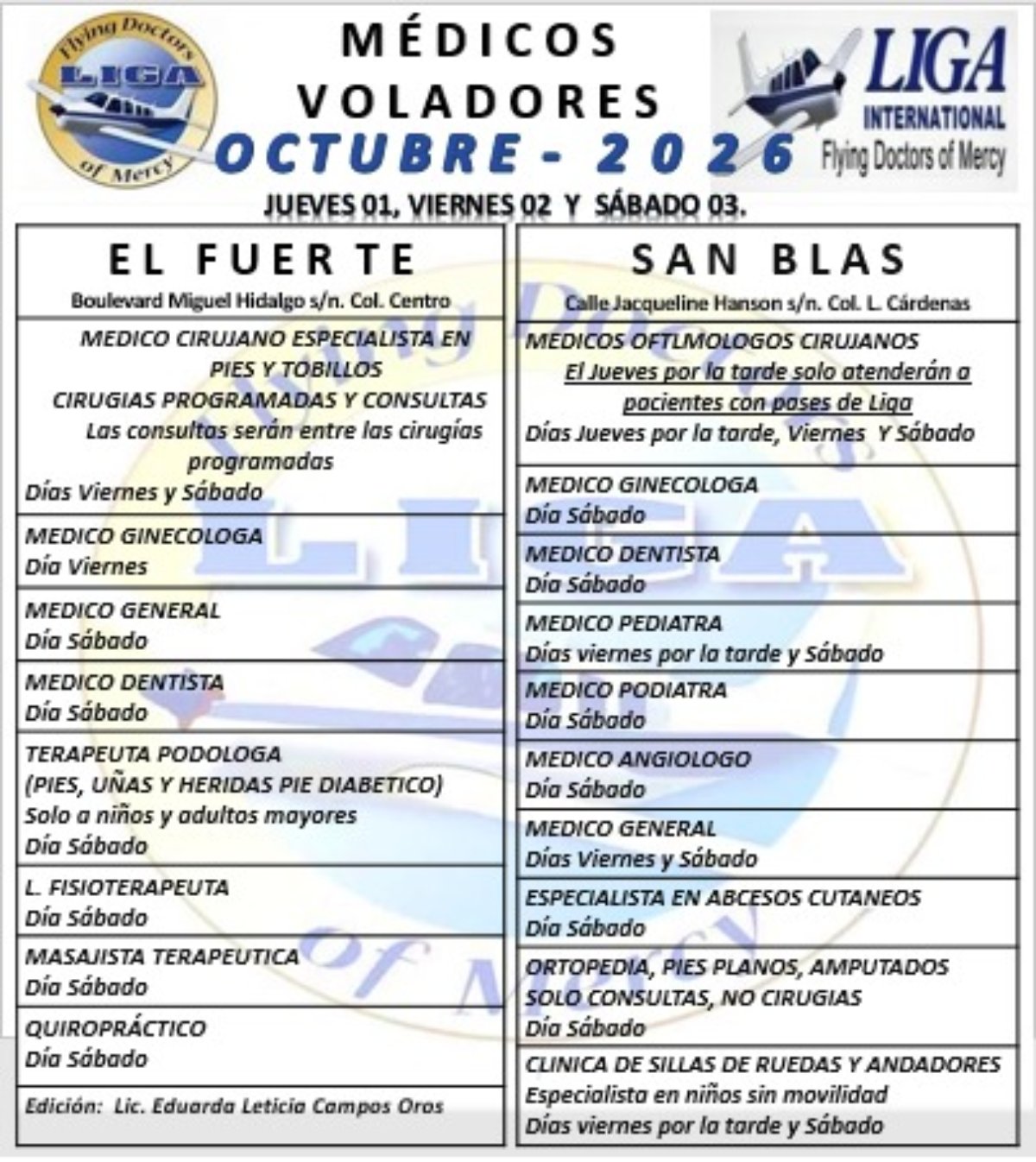 Médicos voladores llevarán atención especializada a El Fuerte y San Blas 