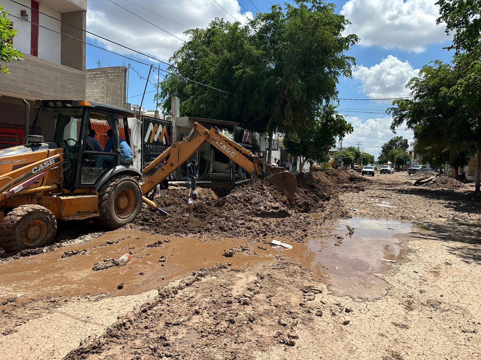 Obras de rehabilitación en el Centro de Guasave, Sinaloa