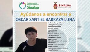 Buscan a Óscar Santiel, joven de 15 años reportado como desaparecido en Culiacán, Sinaloa
