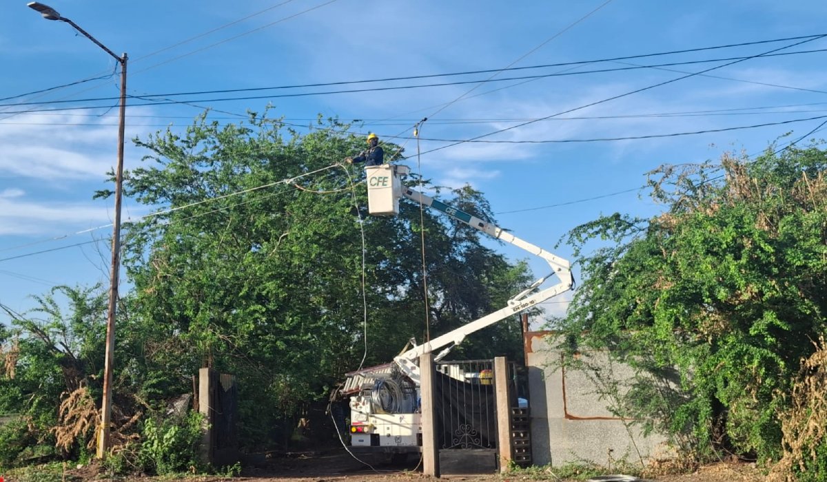Personal de CFE restablece suministro de energía eléctrica
