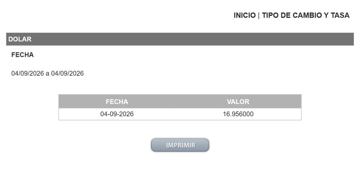 Precio del dólar en del DOF