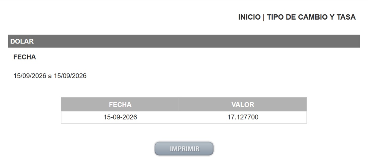 Precio del dólar en el DOF