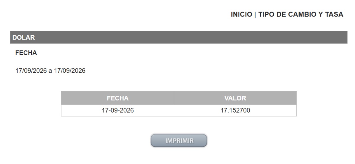 Precio del dólar en el DOF