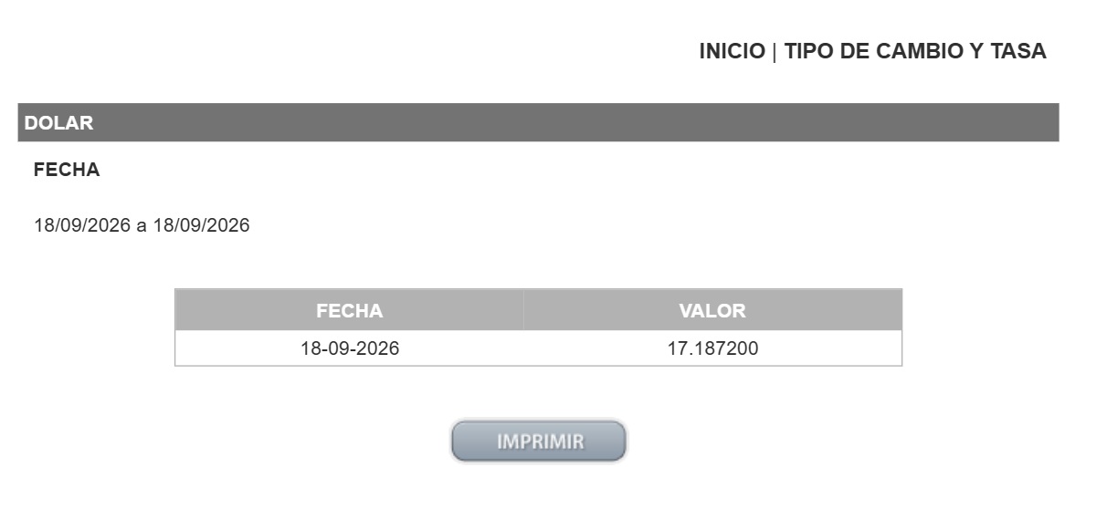 Precio del dólar en el DOF