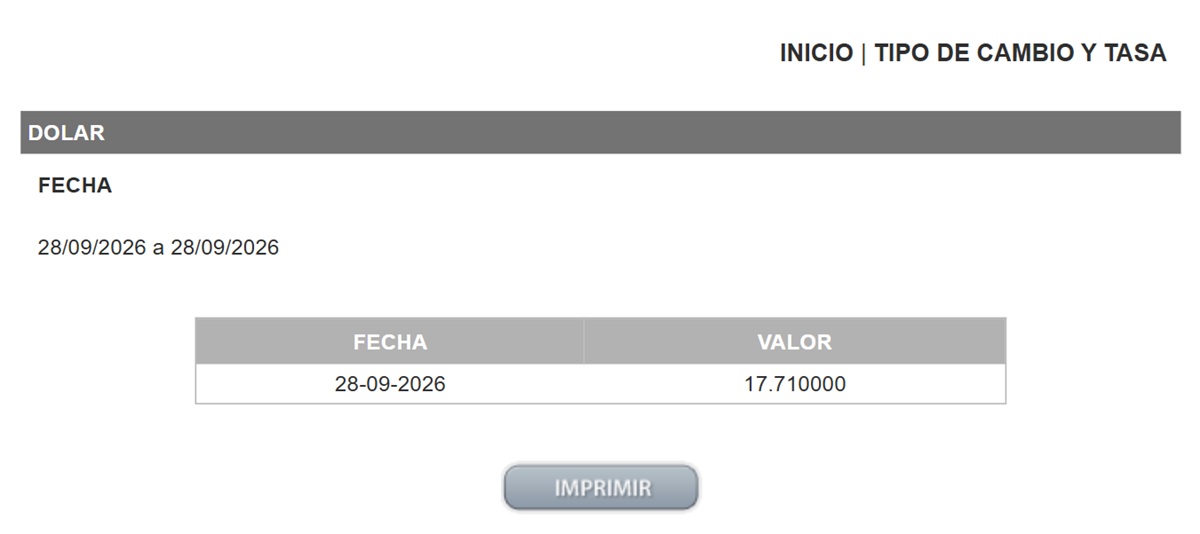Precio del dólar en el DOF
