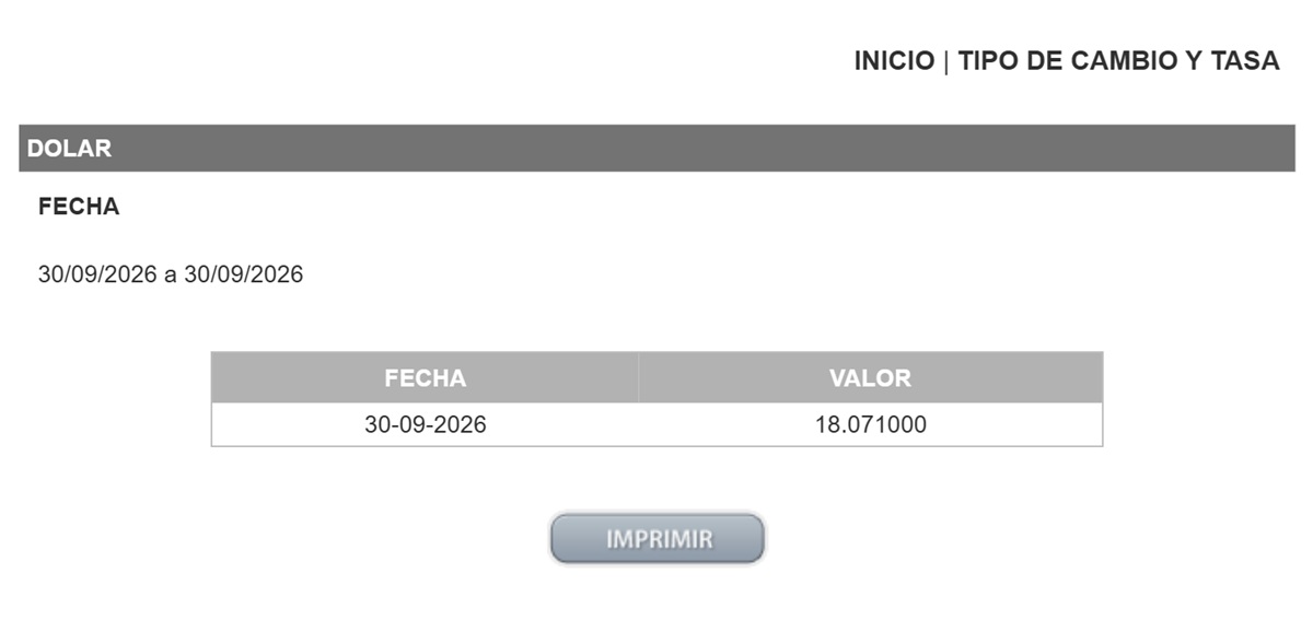 Precio del dólar en el DOF
