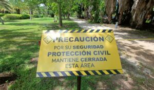 Peligro latente en el Parque Sinaloa de Los Mochis: advierte Protección Civil de riesgo de colapso de barda en andador de corredores
