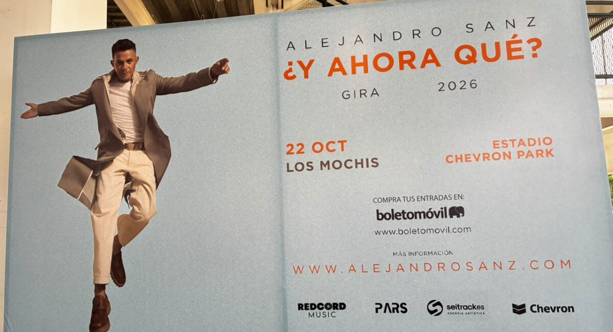 Alejandro Sanz hará vibrar el Chevron Park este 22 de octubre, en Los Mochis, Sinaloa