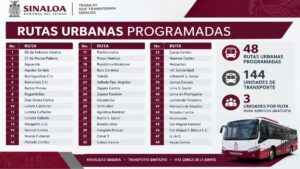 rutas urbanas programadas para el dia del grito de la independencia en culiacan