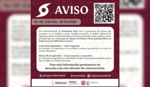 Suspenden clases este martes en cinco municipios del norte de Sinaloa por el huracán Polo