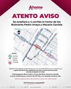 Tramo del bulevar Pedro Anaya, en su cruce con el bulevar Macario Gaxiola
