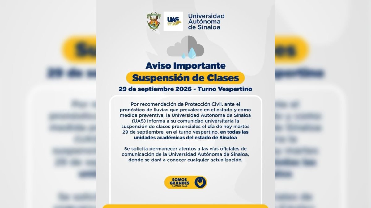 uas suspende clases vespertinas en todo sinaloa