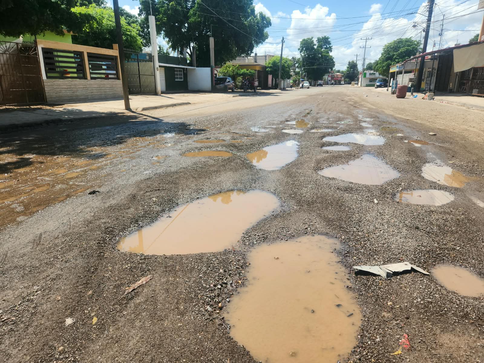 Vialidades con baches en Guasave