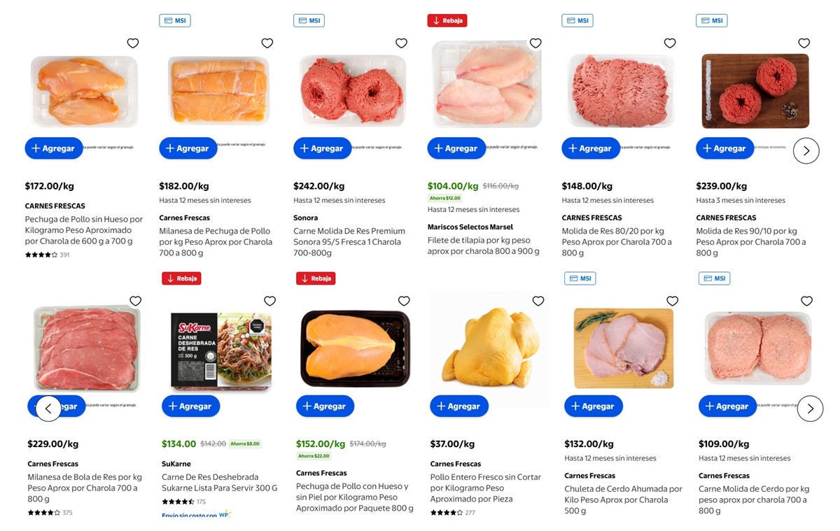 Ofertas de Walmart en carnes y pescados