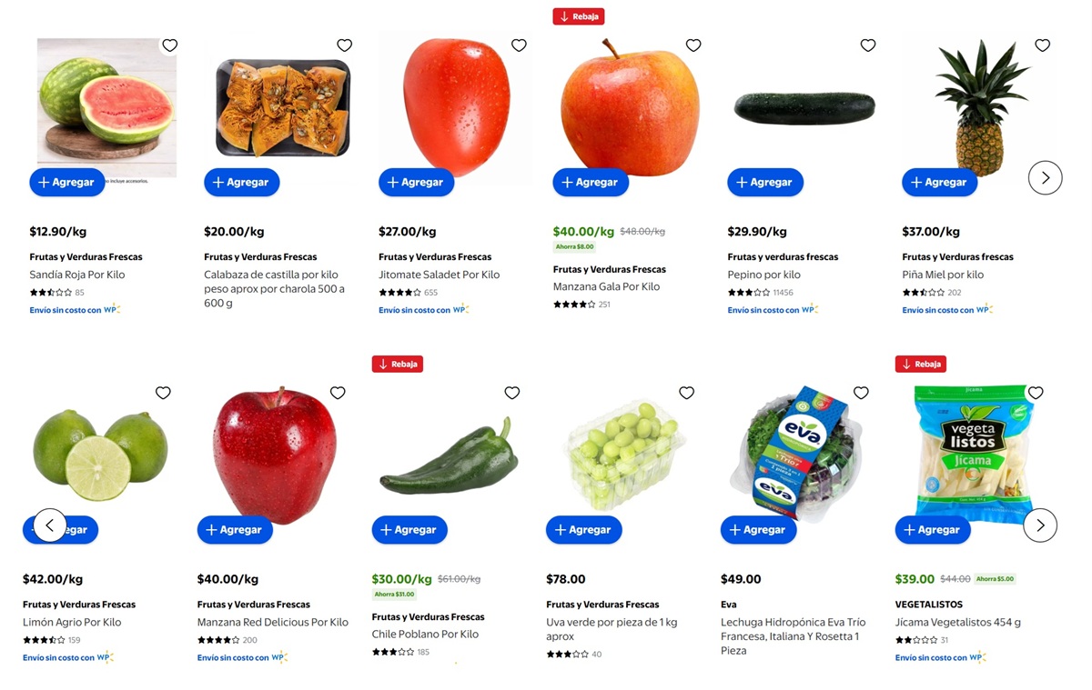Ofertas de Walmart en frutas y verduras