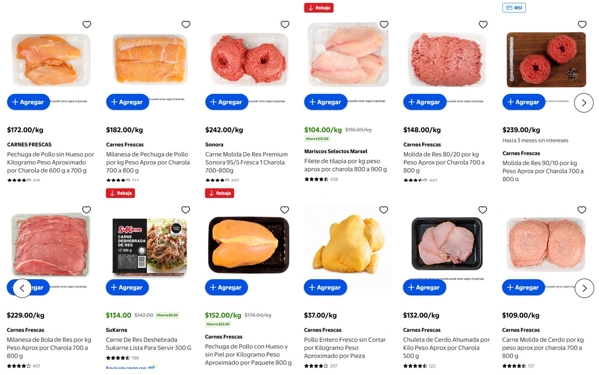 Ofertas de Walmart en carnes y pescados