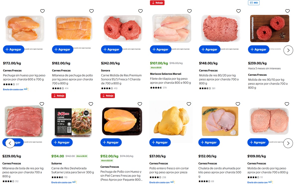Ofertas de Walmart en Carnes y Pescados