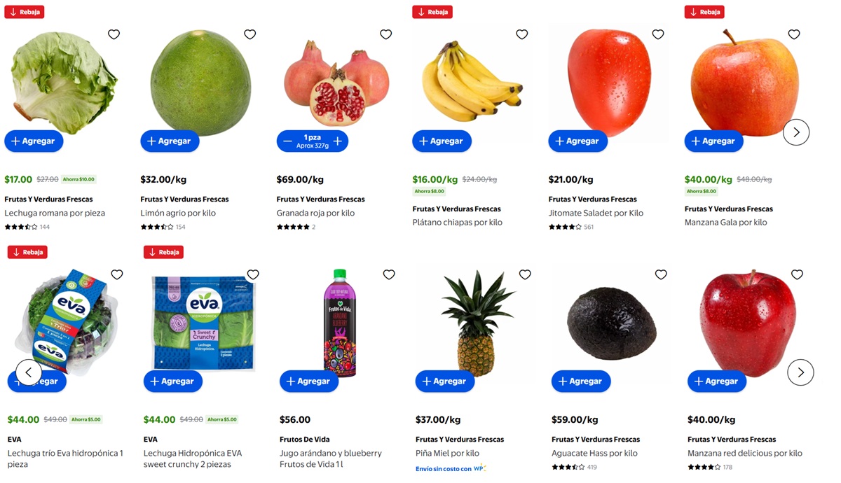 Ofertas de Walmart en Frutas y Verduras