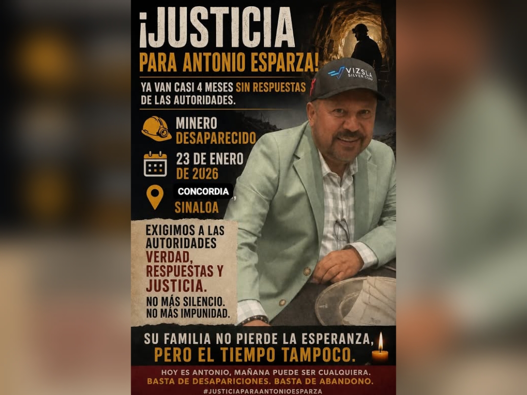A ocho meses del secuestro en Concordia, Sinaloa, familias de mineros exigen respuestas a Vizsla Silver
