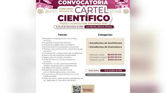 Invita Pesca y Acuacultura a jóvenes sinaloenses a participar en concurso regional de Cartel Científico