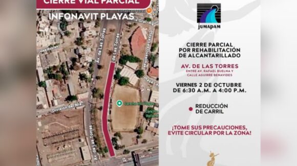 ¡Atención, conductores! Cerrarán parcialmente avenida de Las Torres por obras en Mazatlán, Sinaloa