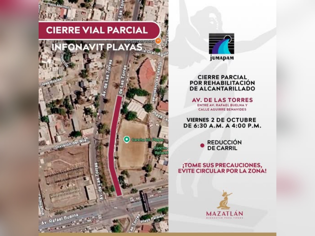 Cierre Parcial en calles de Mazatlán