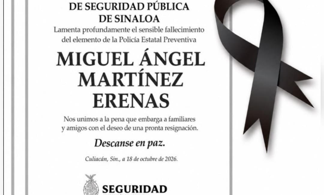 Lamenta SSPE fallecimiento de un elemento de la Policía Estatal tras accidente vial en Culiacán; estaba de descanso