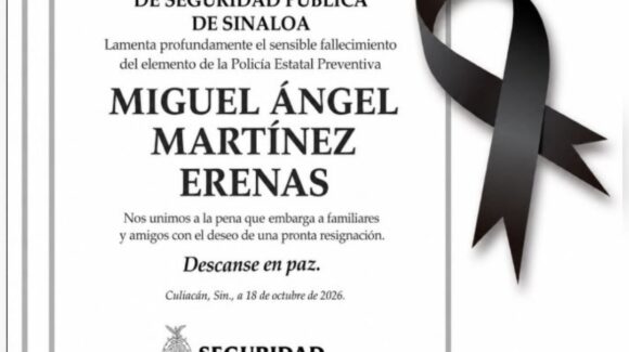 Lamenta SSPE fallecimiento de un elemento de la Policía Estatal tras accidente vial en Culiacán; estaba de descanso