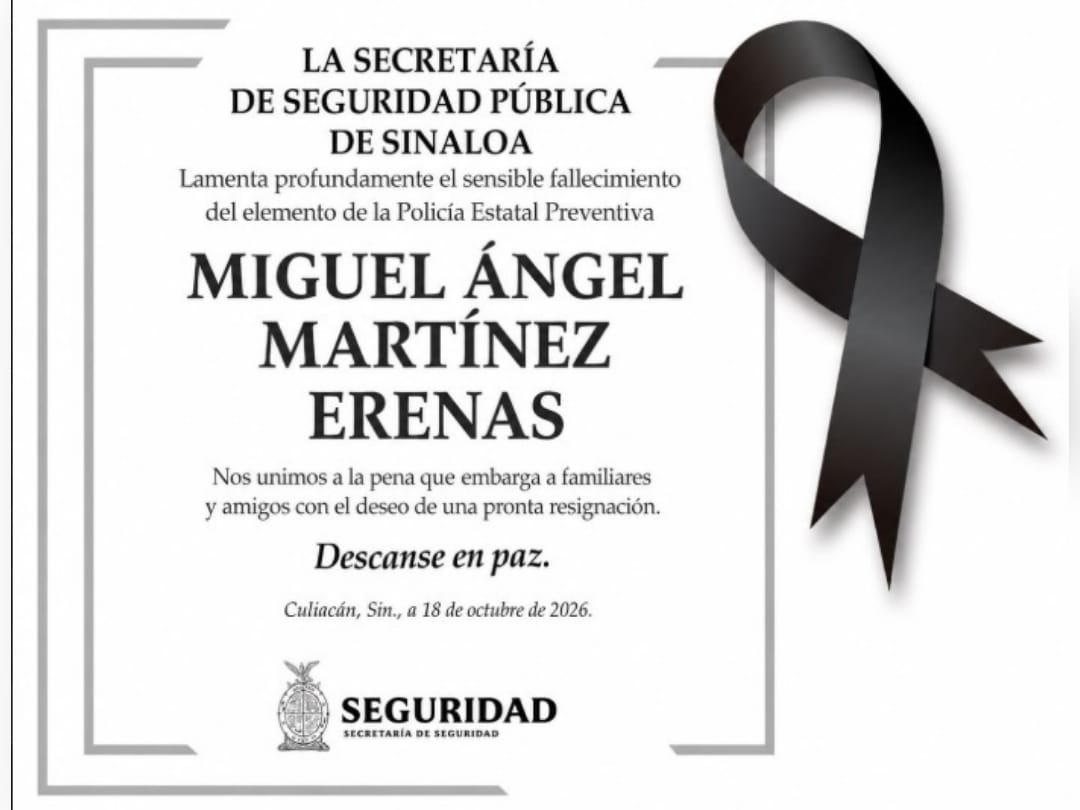 Esquela SSPE policia que perdió la vida en Culiacán