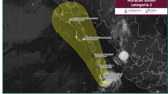 Huracán “Simón” se mantiene como categoría 2 frente a Jalisco, mientras que la tormenta “Trudy” es vigilada en el sur de México