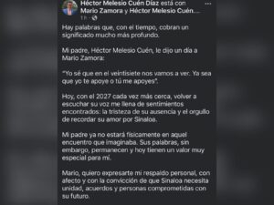Mensaje de hijo de Cuén. 