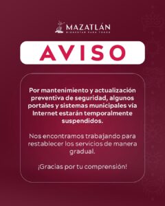 Aviso del Ayuntamiento de Mazatlán